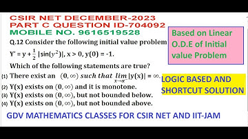 CSIR NET DECEMBER 2023 PART C QUESTION ID 704092 SOLUTION|CSIR NET O.D.E QUESTION NO. 12 SOLUTION|