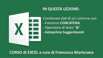 Excel tutorial 7D : Combinare dati con la funzione CONCATENA & o Anteprima Suggerimenti