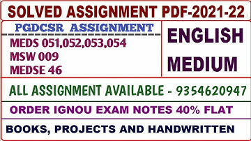PGDCSR Solved assignment 2021-22 / PGDCSR Solved assignment English /Meds 51,52,53,54,Msw09,Medse 46