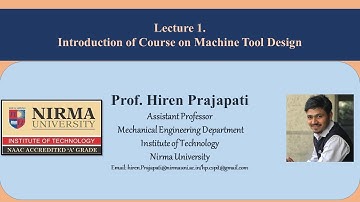 Lecture 1. Introduction to Machine Tool Design