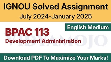 IGNOU BPAC 113 Solved Assignment 2024-25 English Medium PDF Download | BPAC 113 Jul 2024-Jan 2025