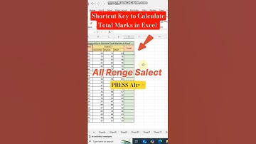 Use Shortcut Key of SUM function to Choclate Total Marks in Excel #shorts #excel #excelbasic