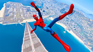 GTA 5 RED Spider -man Crazy Jumps & Fails (GTA 5 Spider -man jumping off A Building)