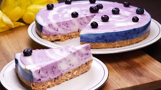 Einfaches Blaubeer-Käsekuchen ohne Backen! Leckeres und Fruchtiges Dessert in 5 Minuten!