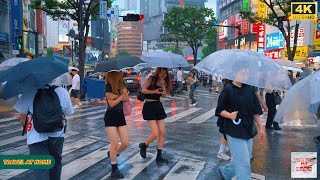 【4K HDR】3 Hours Heavy Rain Walk in Shibuya (渋谷) Tokyo Japan | Relax Natural City ambience