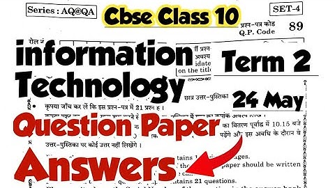 Information Technology Question Paper Answers | Cbse Term 2 Board Exam 2022 | IT 402 | Set 4 Code 89