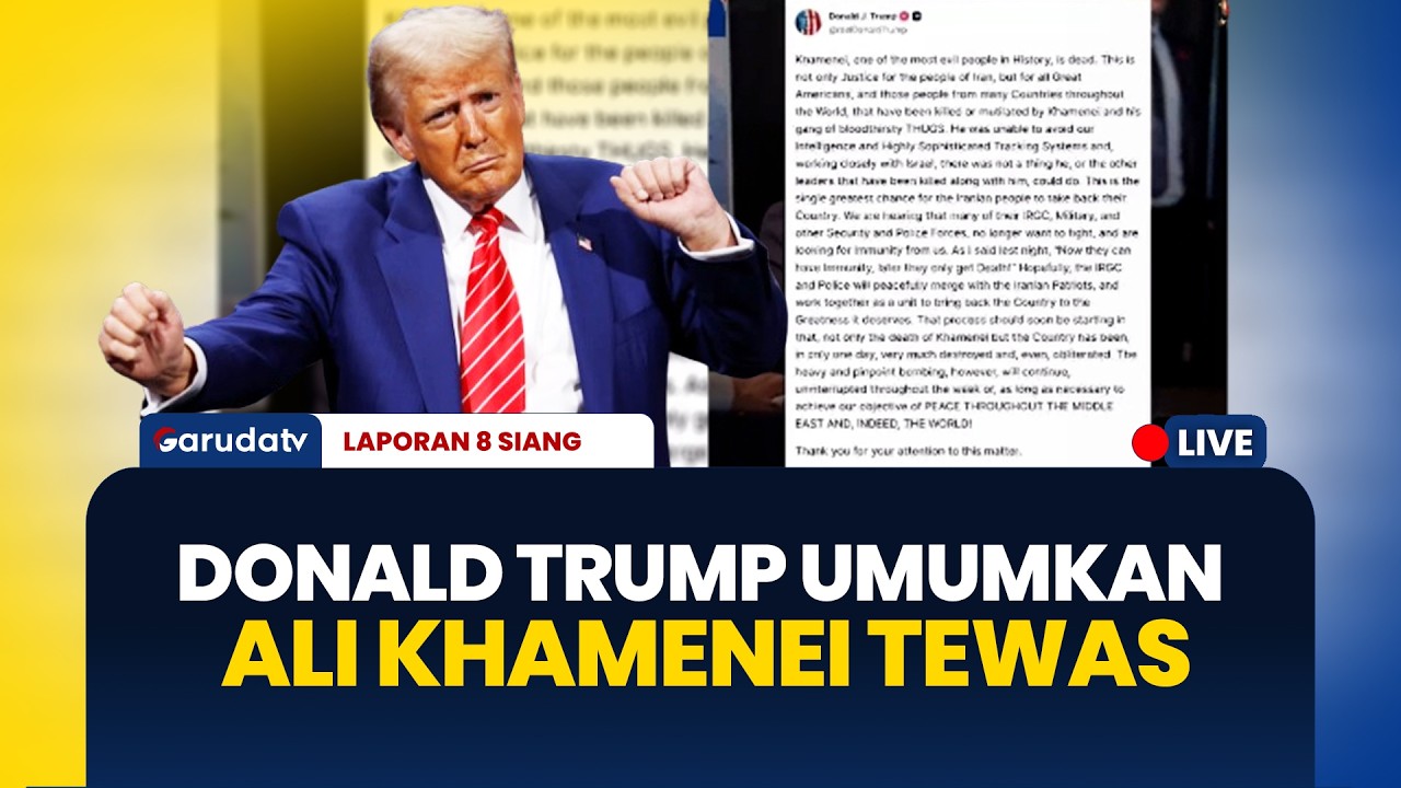 Donald Trump Umumkan Ayatollah Ali Khamenei Tewas dalam Serangan di Iran | LAPORAN 8 SIANG