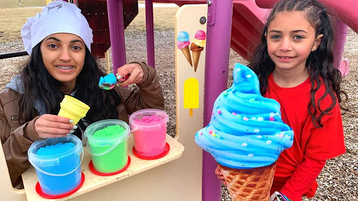 Heidi and Zidane Pretend Play selling Ice Cream