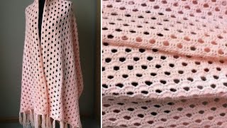 كروشية شال مستطيل بغرزة أنيقة وسهله  Easy crochet scarf