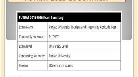 PUTHAT Entrance Exam