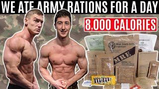 We lived off military rations for a day (8,000 CALORIES) *24 hour MRE food challenge*