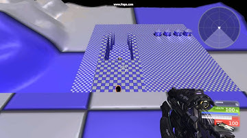 Scene B from Test Level With Jump Pads, Teleporters, and Terrain