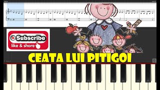 Video thumbnail of "🎹 CEATA LUI PIȚIGOI (tutorial PIAN - nivel începător) - cântece copii grădiniță"