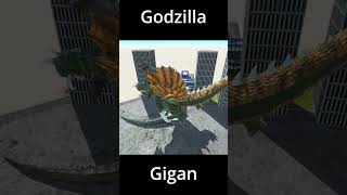 Gigan push Godzilla to crash building #godzilla #gigan