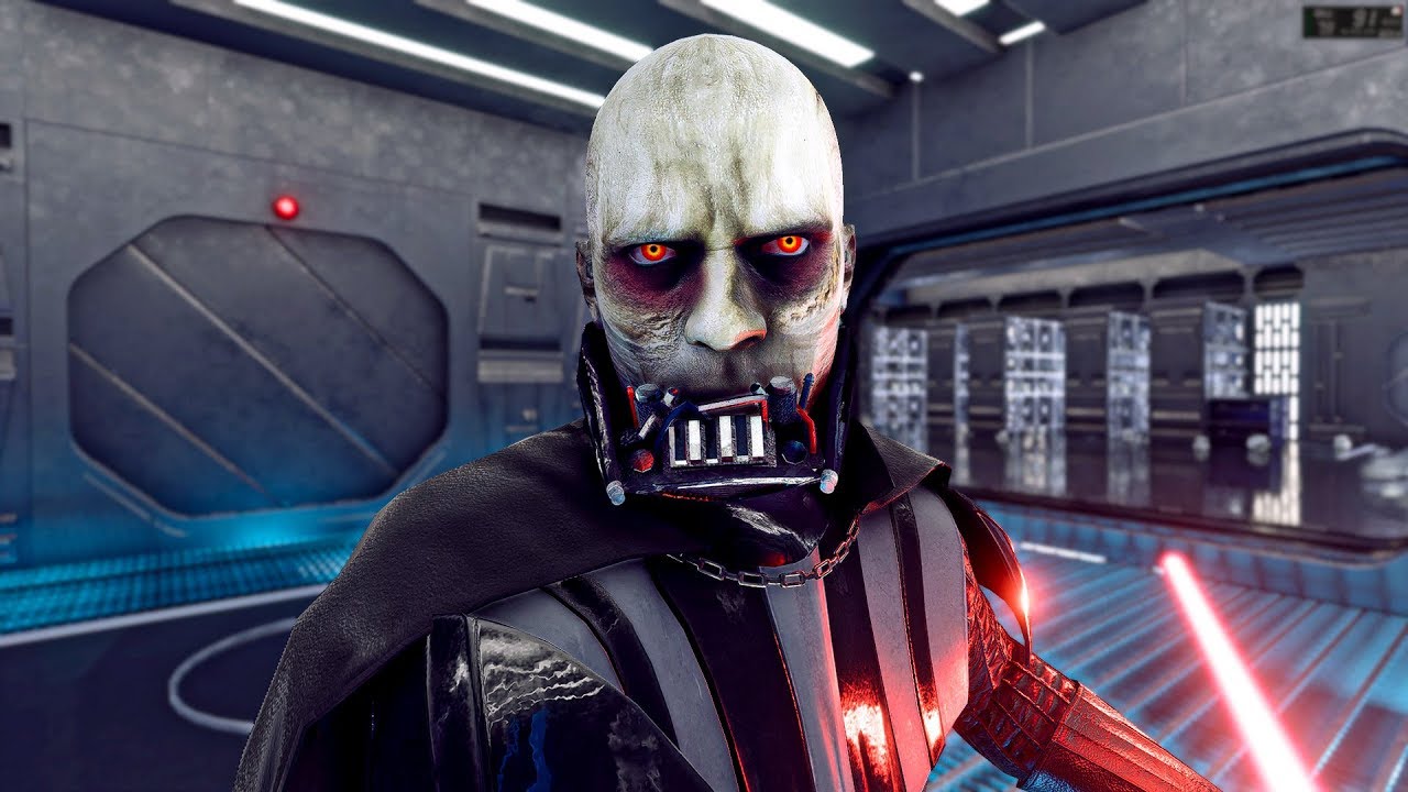 Star Wars Battlefront 2 Darth Vader Without Helmet Gameplay Darth Vader Mod Youtube