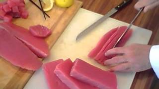 Turning a Tuna Loin into Saku Blocks, Strips, Poke Cubes & Ground