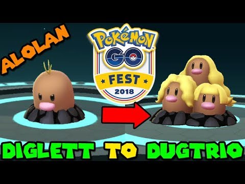 Evolving Alolan Diglett To Alolan Dugtrio Pokemon Go Fest 2018 Youtube