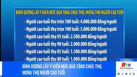 Bình Dương lấy ý kiến mức quà tặng  chúc thọ, mừng thọ người cao tuổi