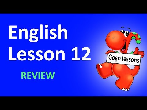 English Lesson 12 - REVIEW. Alphabet, action verbs, animals, food.