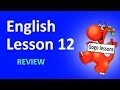 English Lesson 12 - REVIEW. Alphabet, action verbs, animals, food.