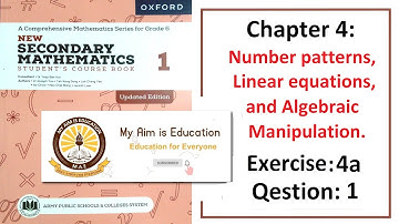 Exercise 4a Questions 1 (Number Patterns) – Math Class 6 Army Public School (APS).