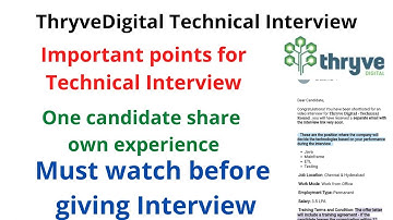 Thryve Digital Technical Interview Questions | Important Topics & Points @techlecture