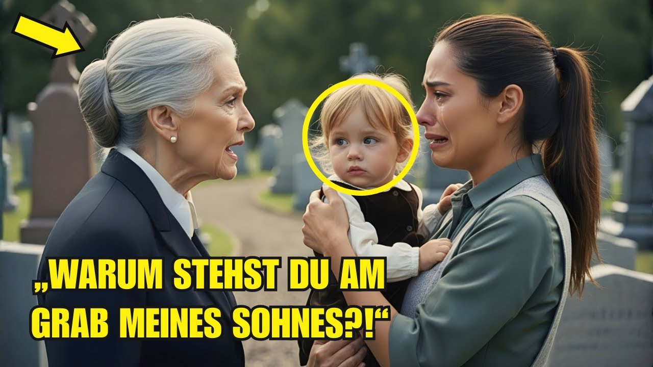 Die Milliardärin kam zum GRAB ihres SOHNES und sah eine Frau, die mit einem JUNGEN im Arm weinte…