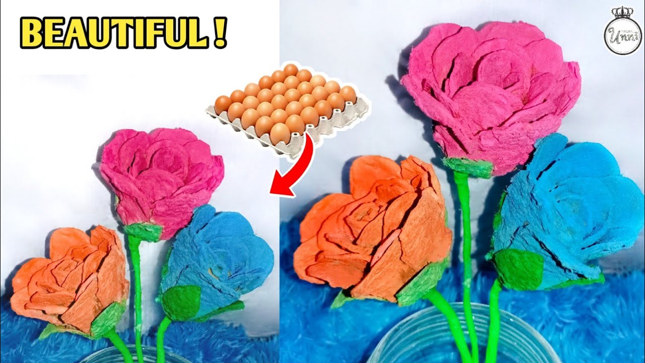 Kreasi Bunga  Mawar  dari  Karton Telur  DIY Rose Flower 