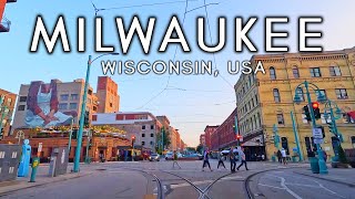 4K - Evening Drive in Downtown Milwaukee, Wisconsin, USA