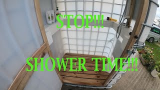 outdoor shower plumbed in + demo old bathroom