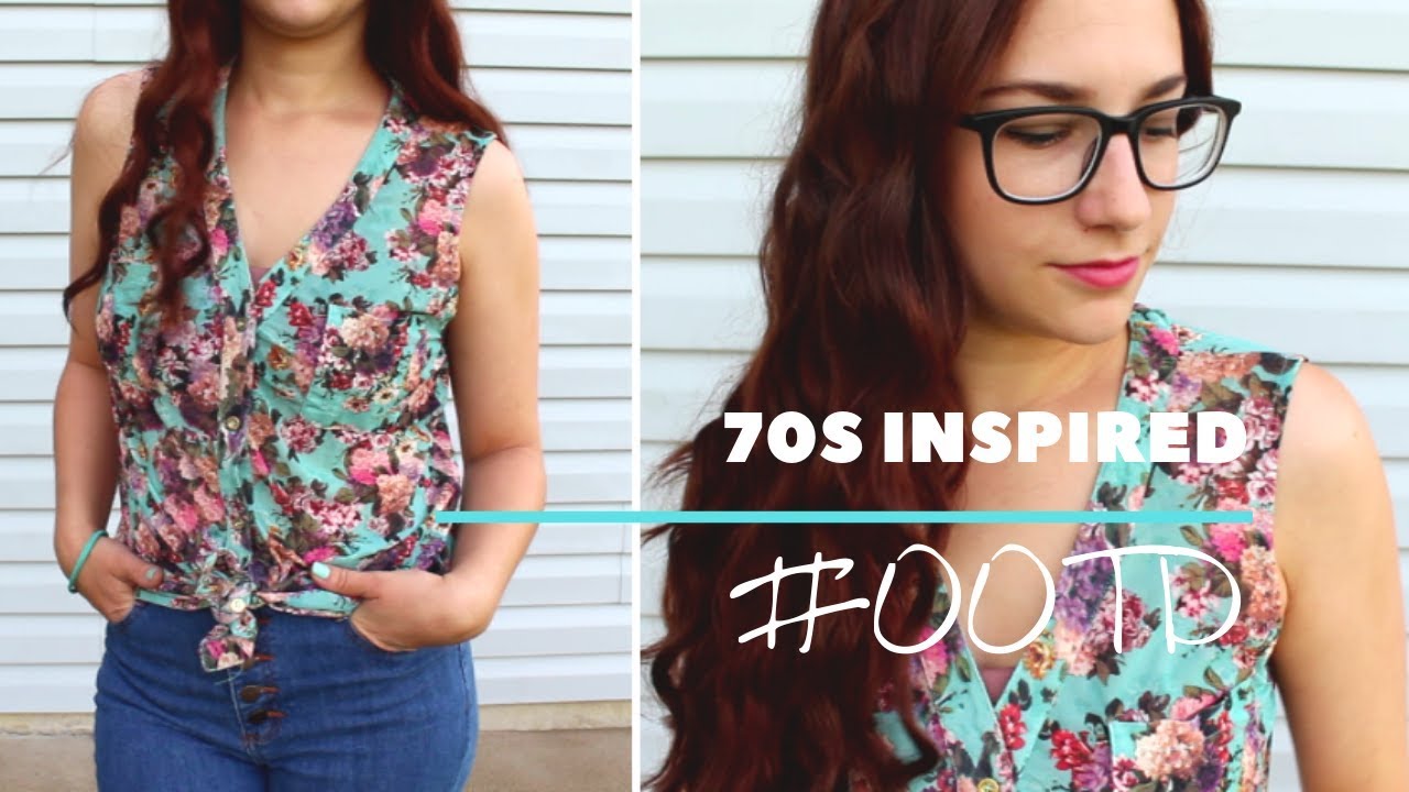 70s Inspired OOTD : High Waist Jeans & Floral Button Tank Top