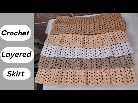 ☆送料・関税込☆SATUR★(W) Crochet Layered Skirt★ Easy Crochet Layered Skirt - How to crochet layered skirt