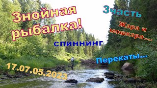 Знойная рыбалка на спиннинг.17.07.2023. Жара, мошка и мелкая река Неленьга.