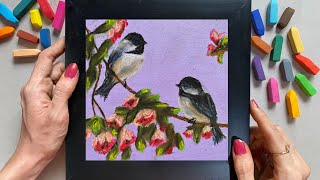 How To Draw Easy Birds And Flower With Soft Pastel Step by Step #drawing screenshot 2