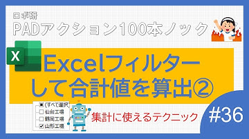 Power Automate for desktop　「Excelフィルターして合計値を算出②」ロボ研のパワーオートメイトデスクトップ　100本ノック #36