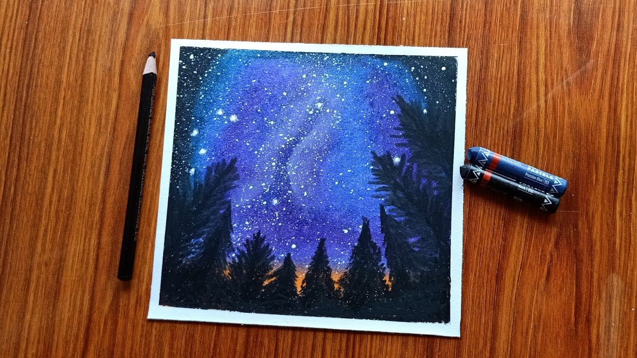 Easy oil pastel drawing/ Galaxy and milkyway - YouTube