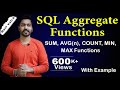 Lec-63: SQL Aggregate Functions - SUM, AVG(n), COUNT, MIN, MAX Functions | DBMS