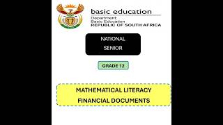 Grade 12 Mathslit (P1): Financial Documents
