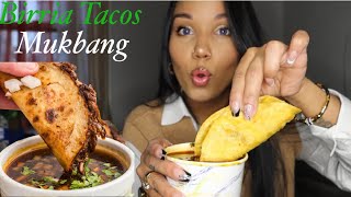 Birria Tacos 🌮+ Consomé+Churro bites Mukbang//Q&amp;A Pt.2