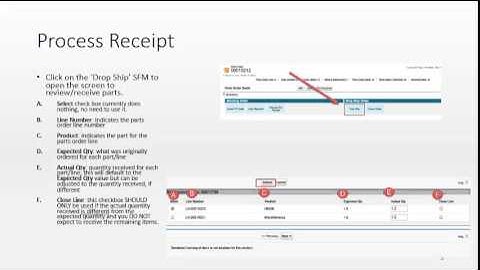 Receiving Work Order Parts Order Training