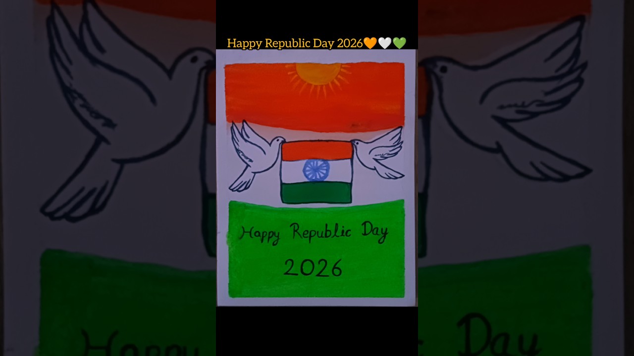 Easy Pigeon Drawing With Flag || Dove Drawing ||Republic Day Special Drawing ||