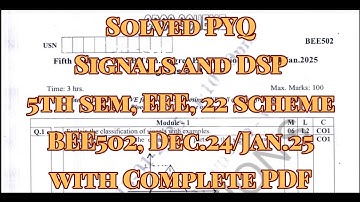 Signals and DSP, Solved PYQ, 22 Scheme, Dec.24/Jan.25, EEE, BEE502, with PDF