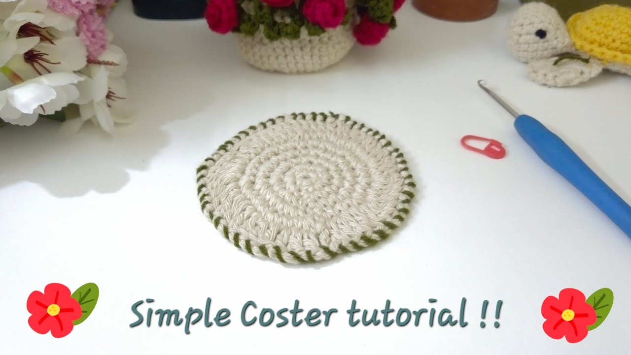Easy Crochet Coaster for Beginners | Simple Round Coaster Tutorial 🧶
