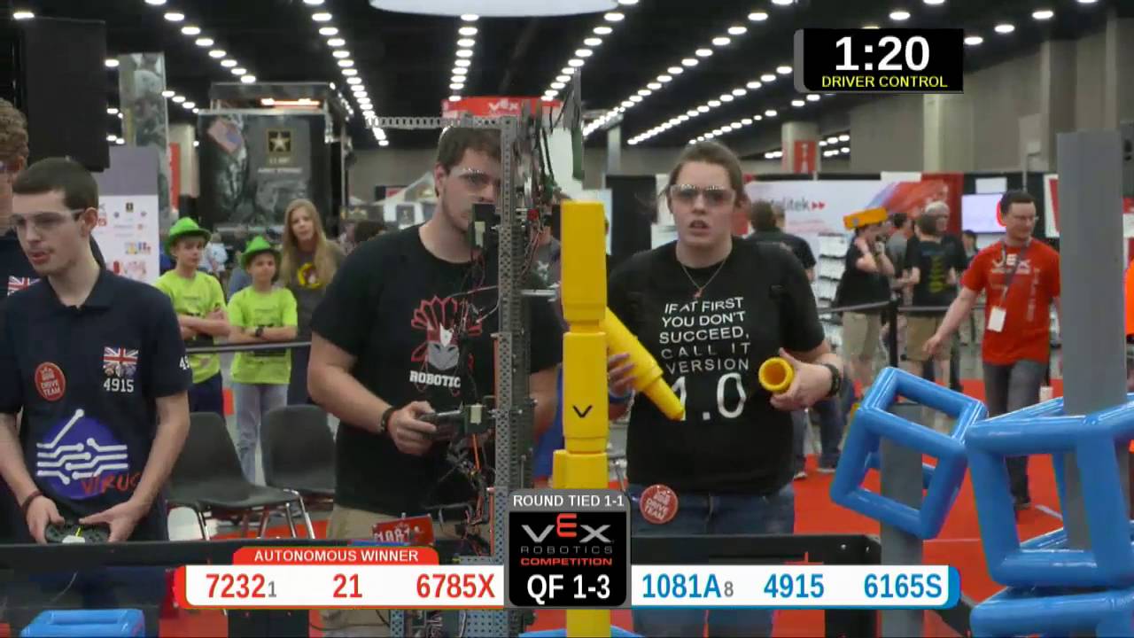 2015 VRC Sci QF1-3 - 7232 21 6785X vs 1081A 4915 6165S - 78 to 60 - VEX Worlds 2015