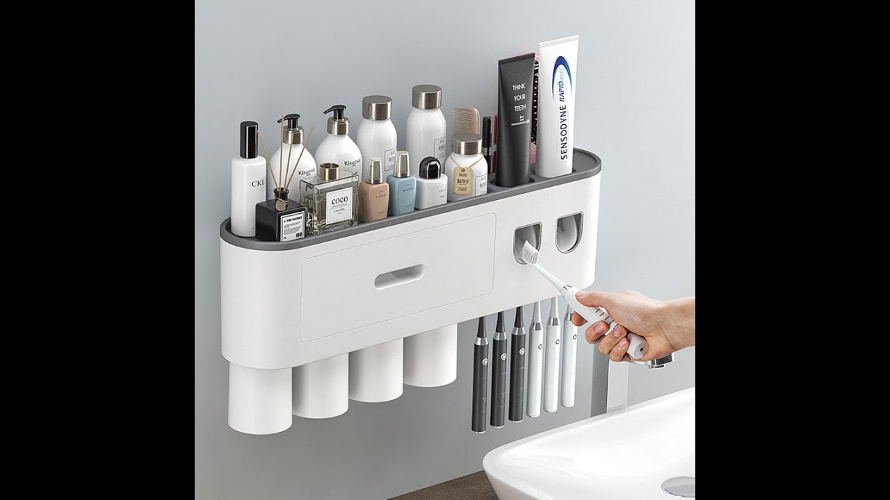 Wall Mounted Toothpaste Dispenser Holder And Toothbrush