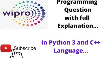 Latest Wipro Programming Question || solution in C++ and Python Language || Placement Preparation