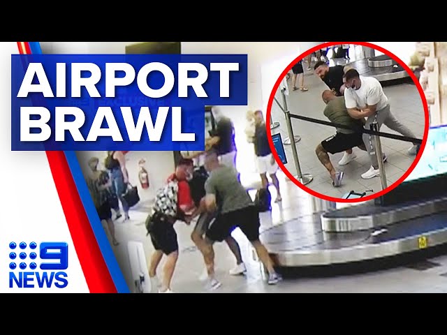 Brawl breaks out at airport | 9 News Australia