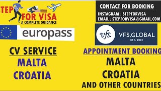 SERVICES : Europass CV | VFS MALTA AND CROATIA AND OTHER COUNTRIES APPOINMENTS | Contact for Booking