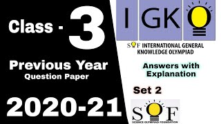 IGKO Class 3 Question Paper 2020 set 2 - International General Knowledge Olympiad