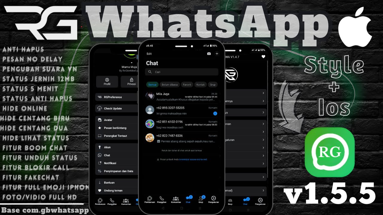 RGWhatsApp + IOS v1.5.5 New Update || RGWhatsApp v1.5.5 || WhatsApp Mod Terbaru 2025 || V1.5.5